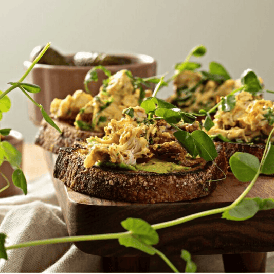Stir-fried Chicken with Coriander on Sourdough Slices