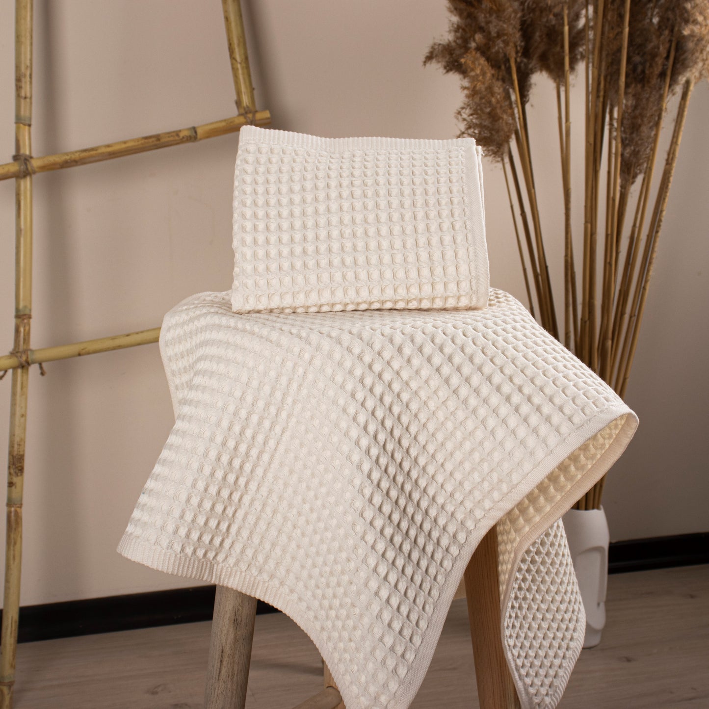 Honeycomb Towel - Waffle Towel - Kitchen and Hand Towel - Beige