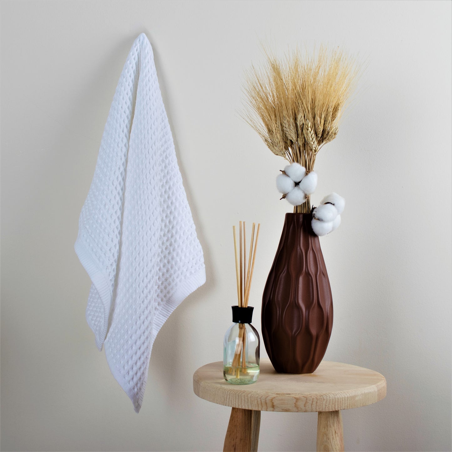 Honeycomb Towel - Waffle Towel - Kitchen and Hand Towel - White