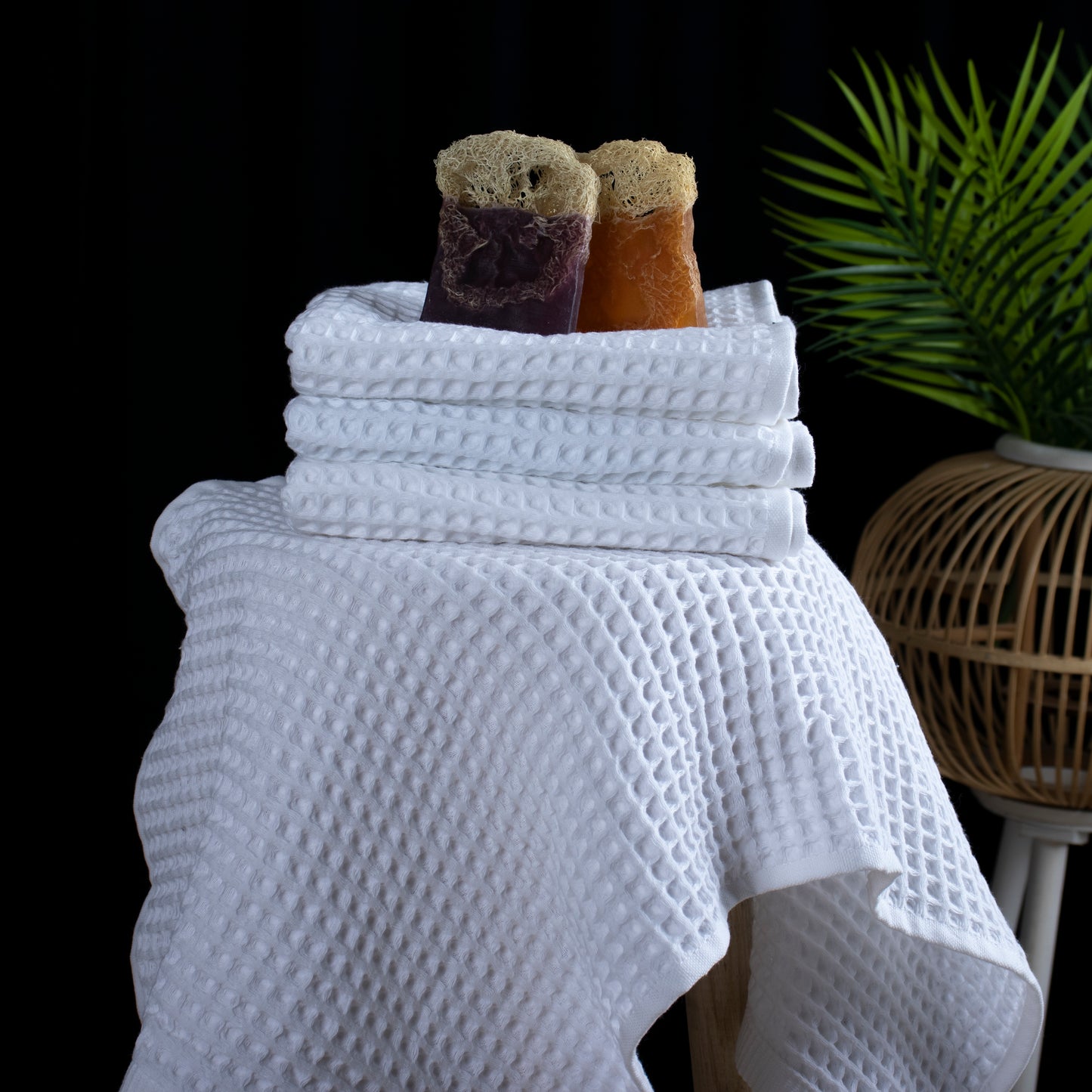 Honeycomb Towel - Waffle Towel - Kitchen and Hand Towel - White