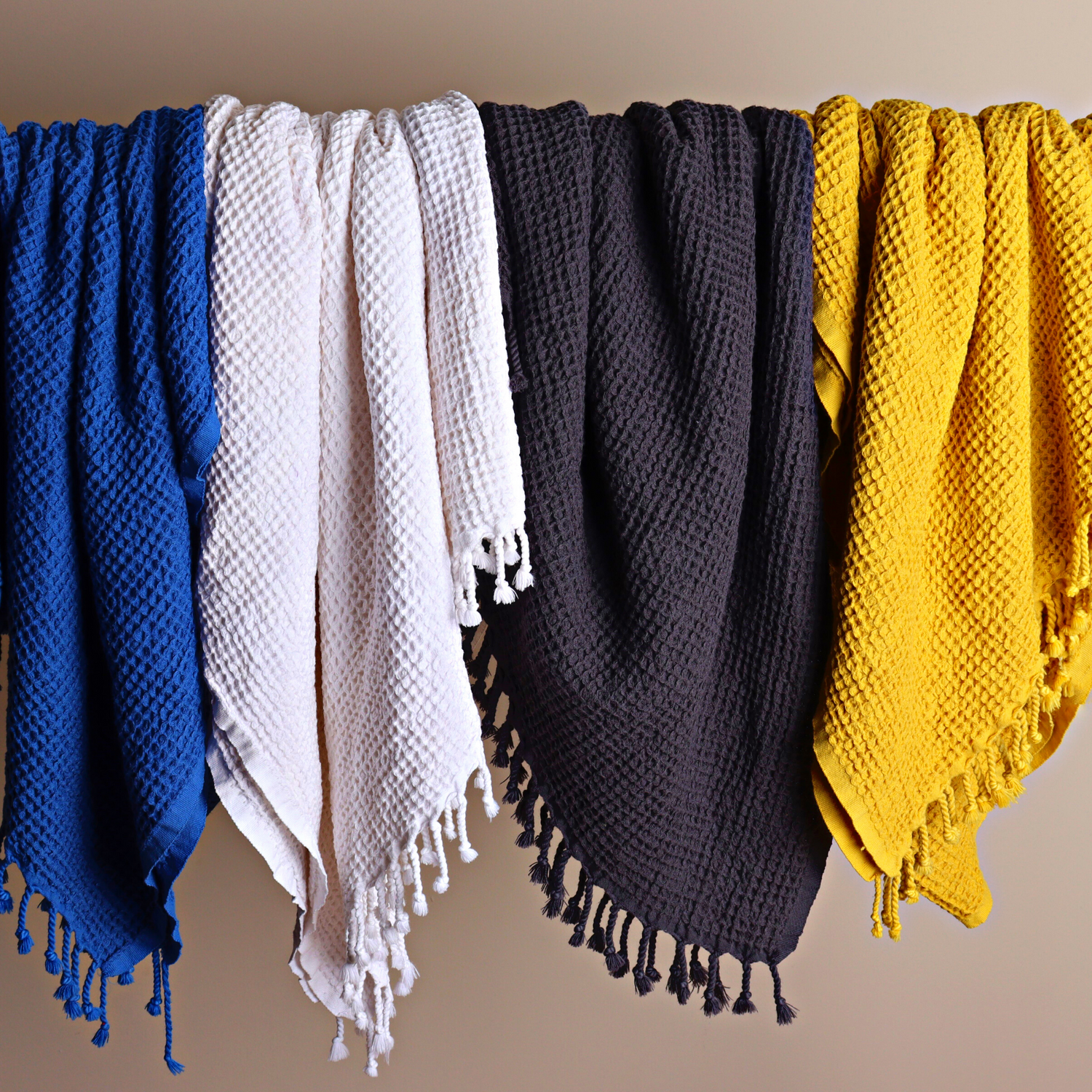 Turkish waffle towels hanging banner