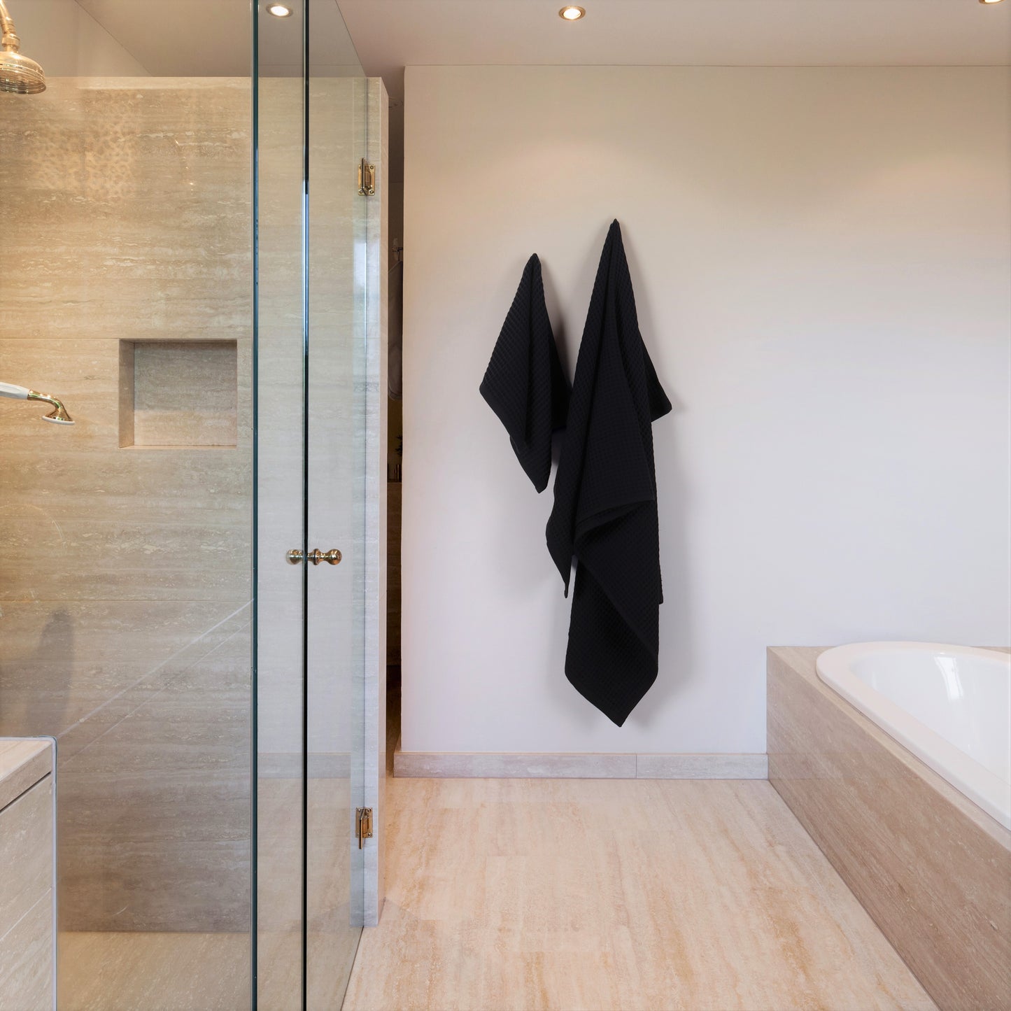 Black Waffle Weave Towels Sets - 2 Bath, 2 Hand Towels