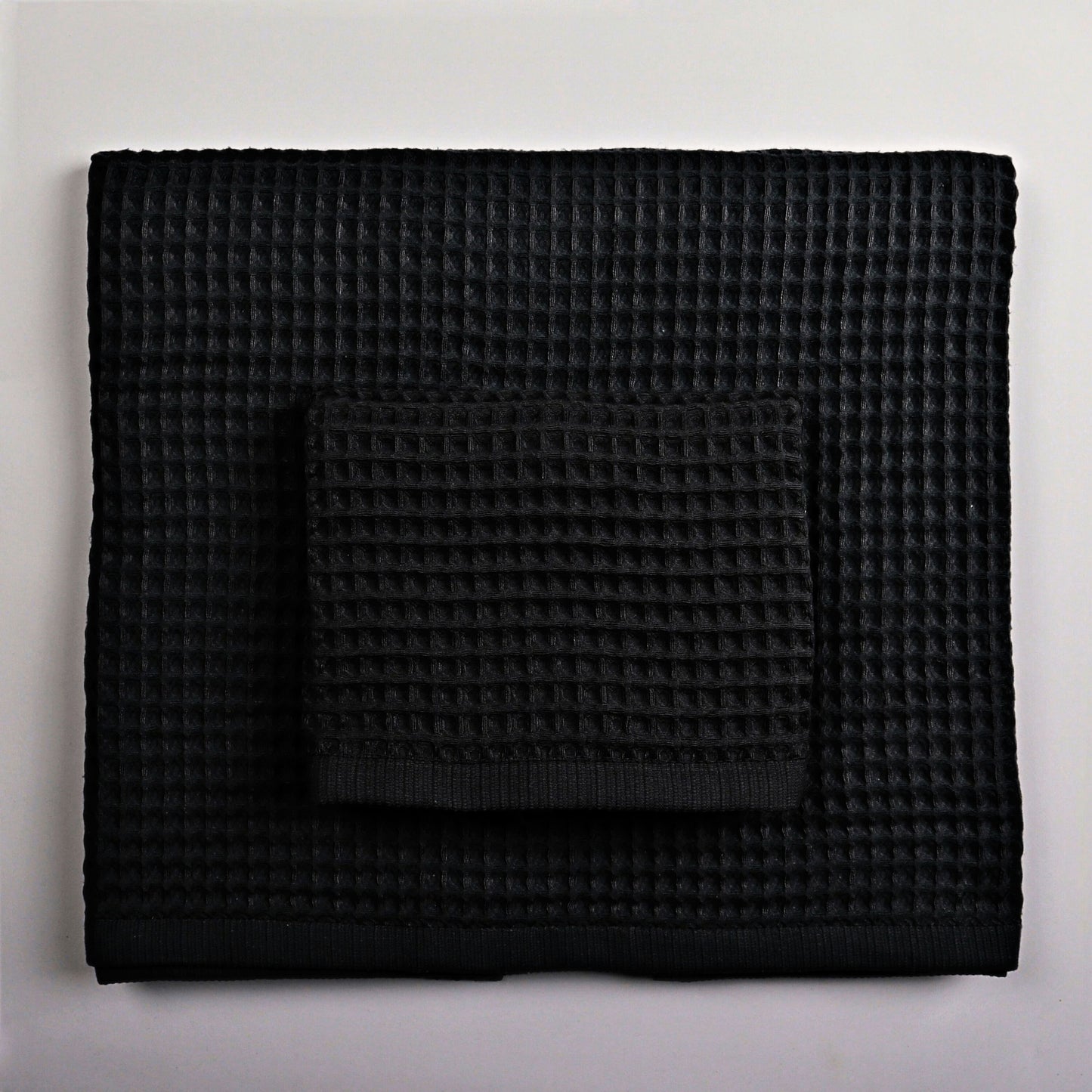 Black Waffle Weave Towels Sets - 2 Bath, 2 Hand Towels