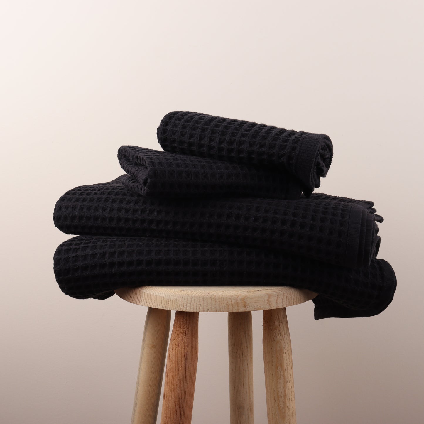 Black Waffle Weave Towels Sets - 2 Bath, 2 Hand Towels