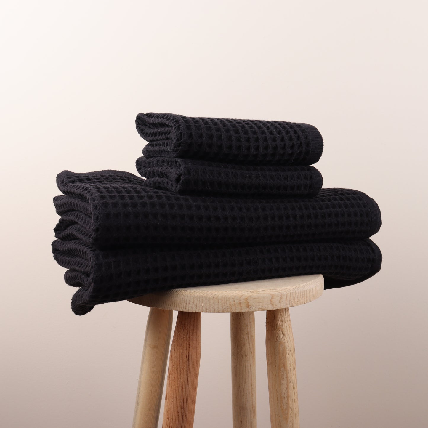 Black Waffle Weave Towels Sets - 2 Bath, 2 Hand Towels