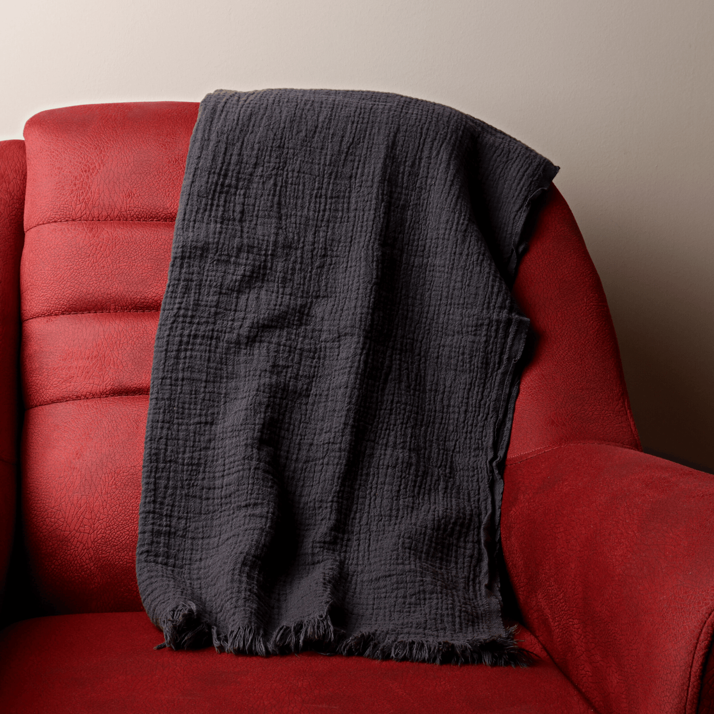 Anthracite Muslin Throw Blankets