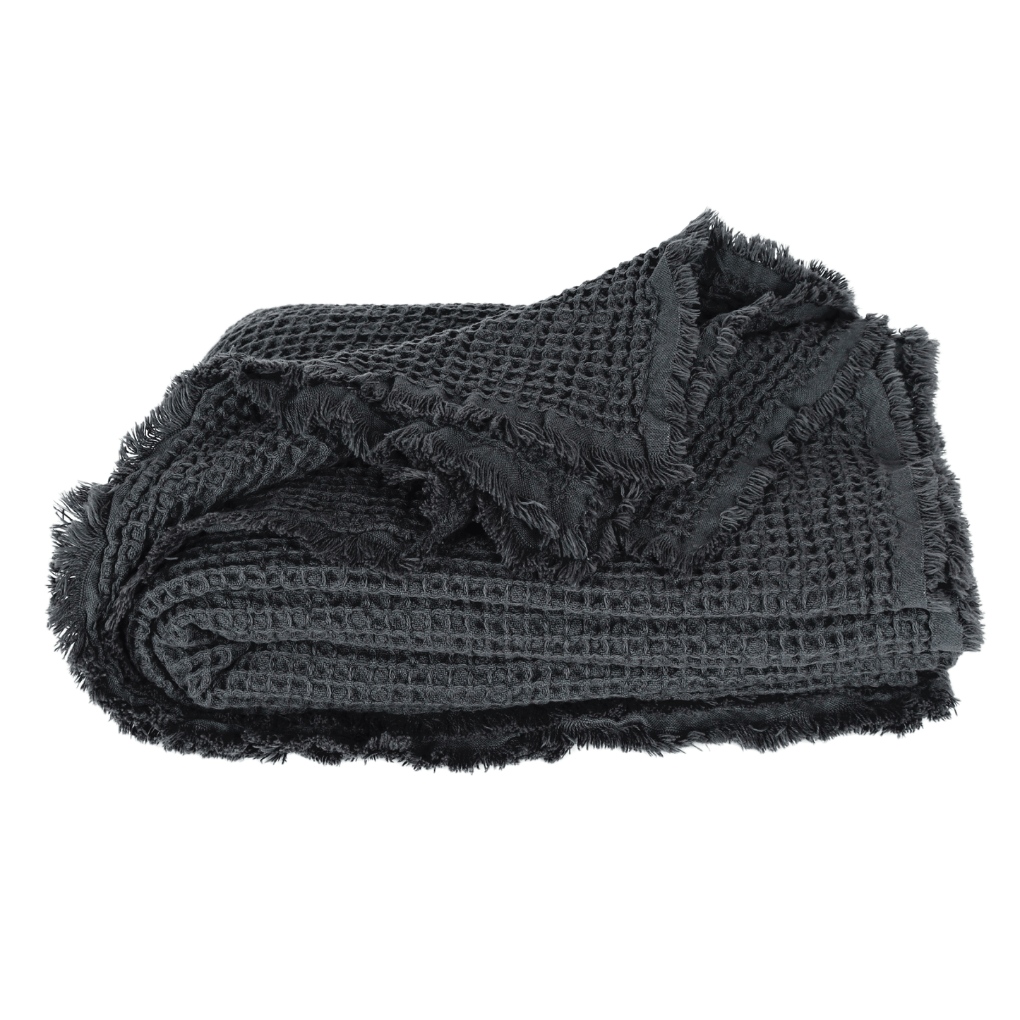 Anthracite Waffle Throw Blankets