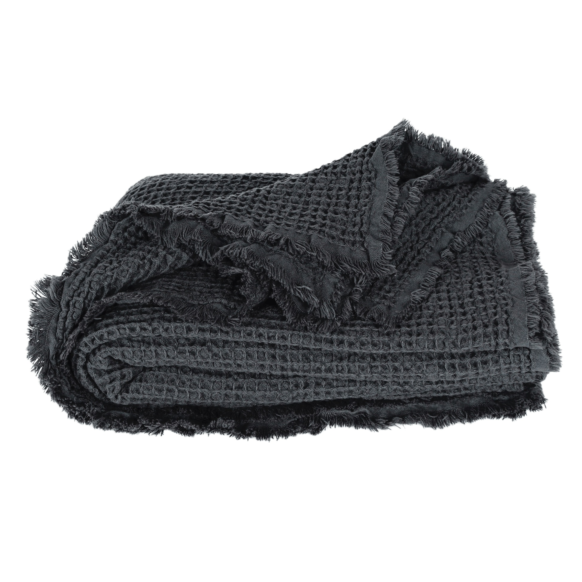 Anthracite Waffle Throw Blankets