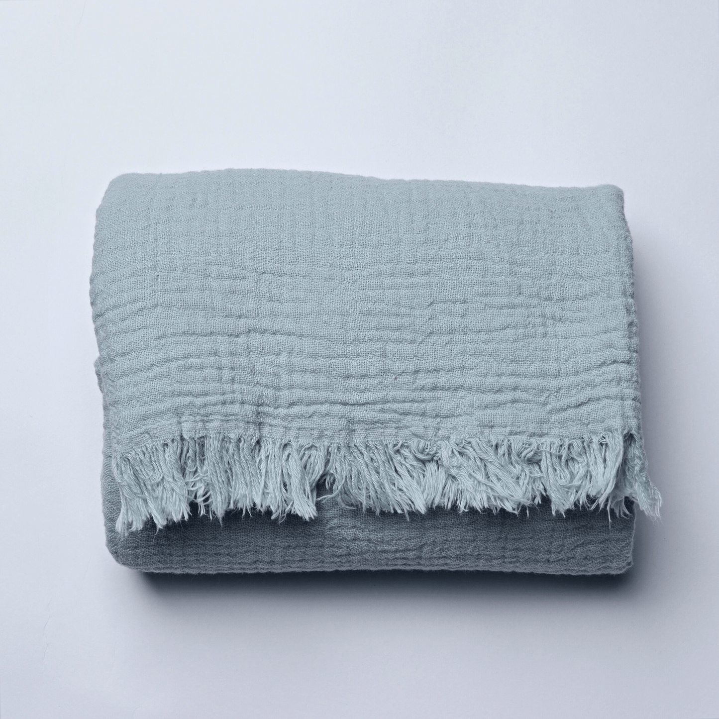 Ice Blue Cream Muslin Throw Blankets