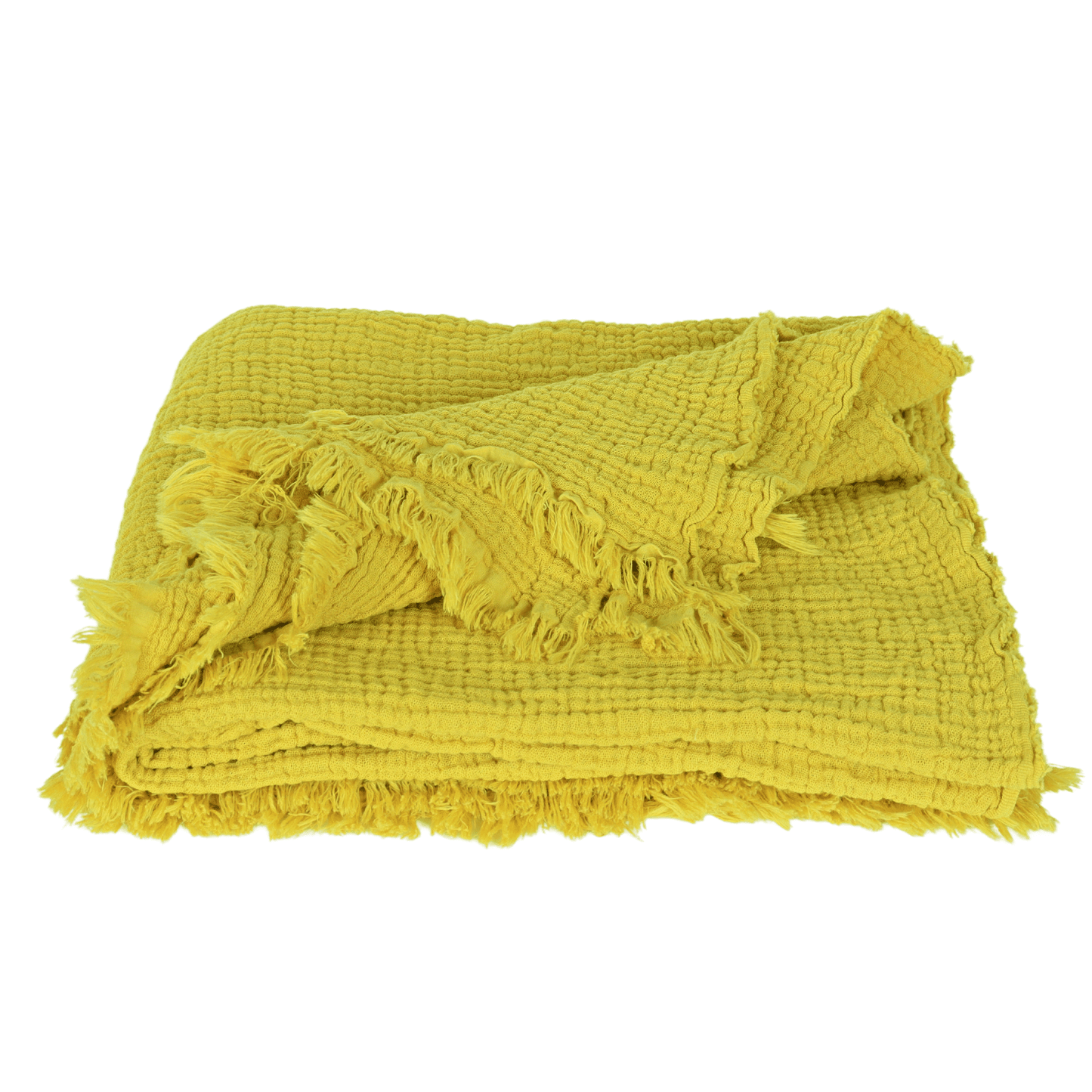 Mustard Yellow Muslin Throw Blankets