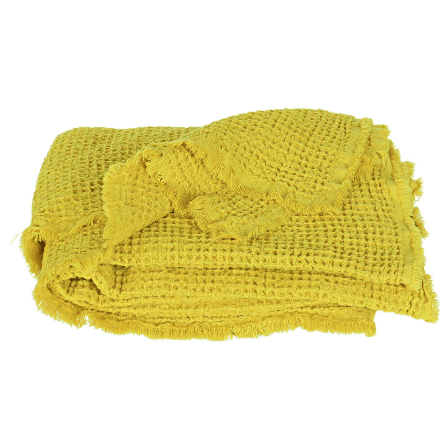 Mustard Yellow Waffle Throw Blankets