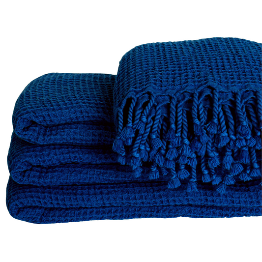 Bulk Turkish Waffle Towels Navy Blue - Pack of 4