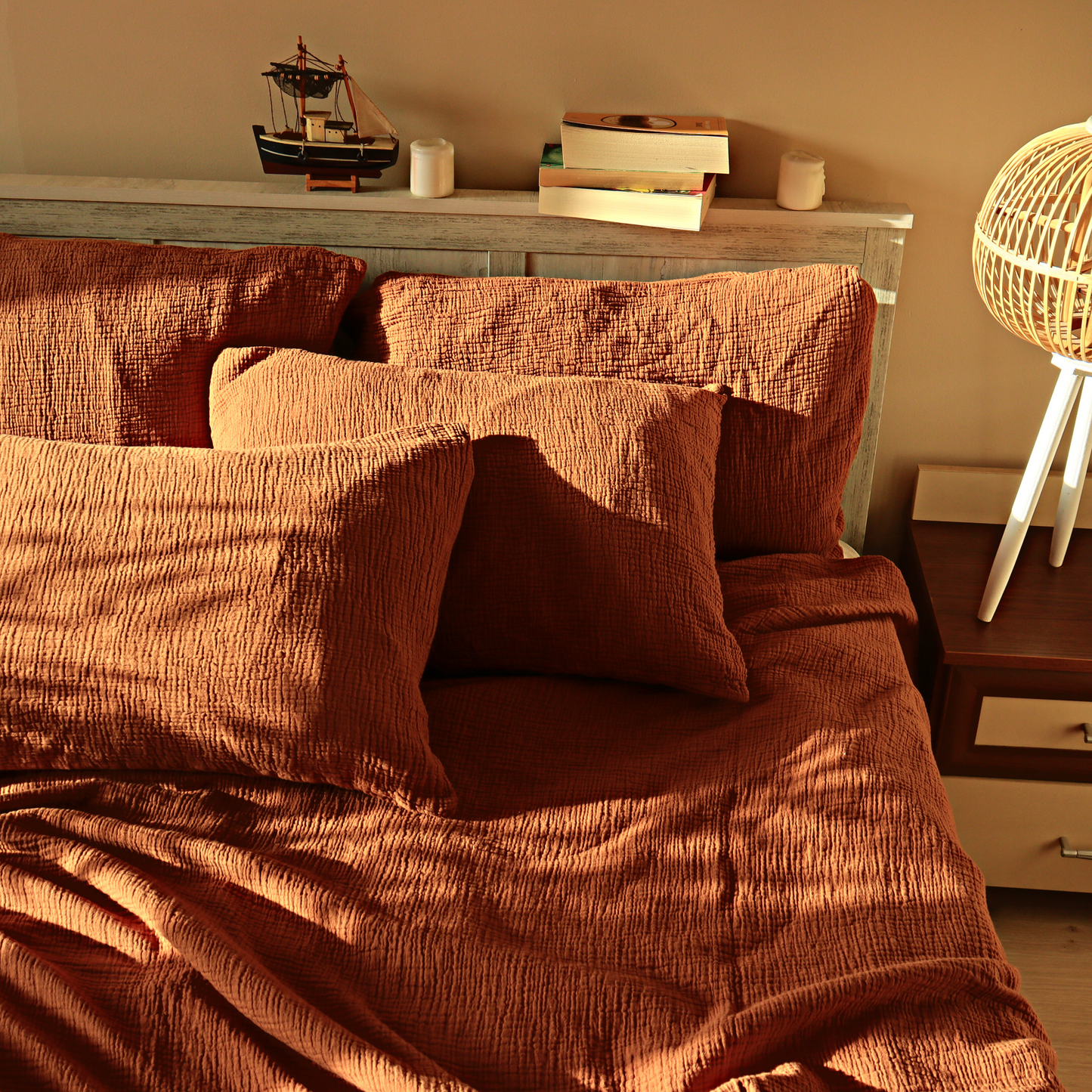 Muslin Duvet Cover Sets Rust - 3