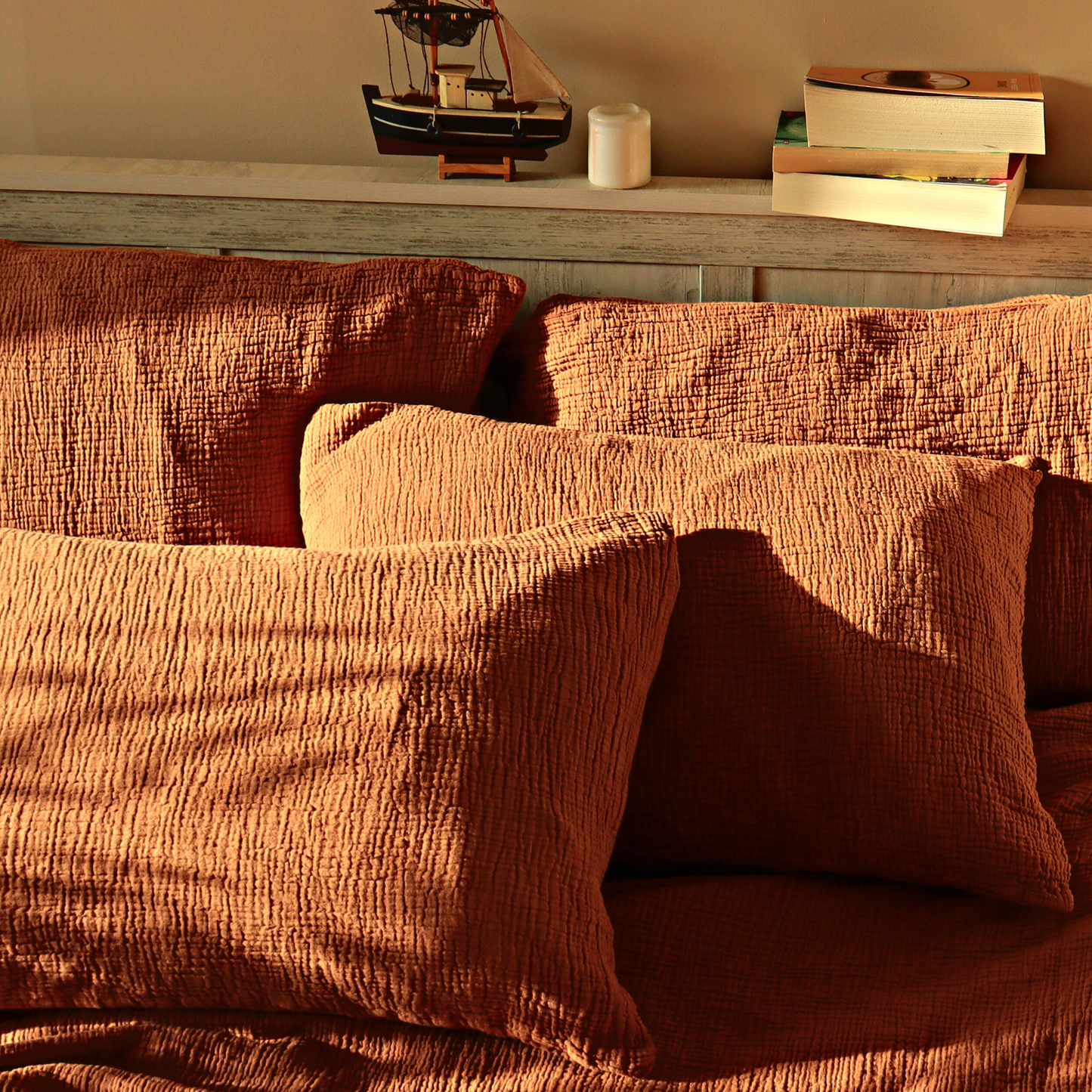 Muslin Duvet Cover Sets Rust - 8