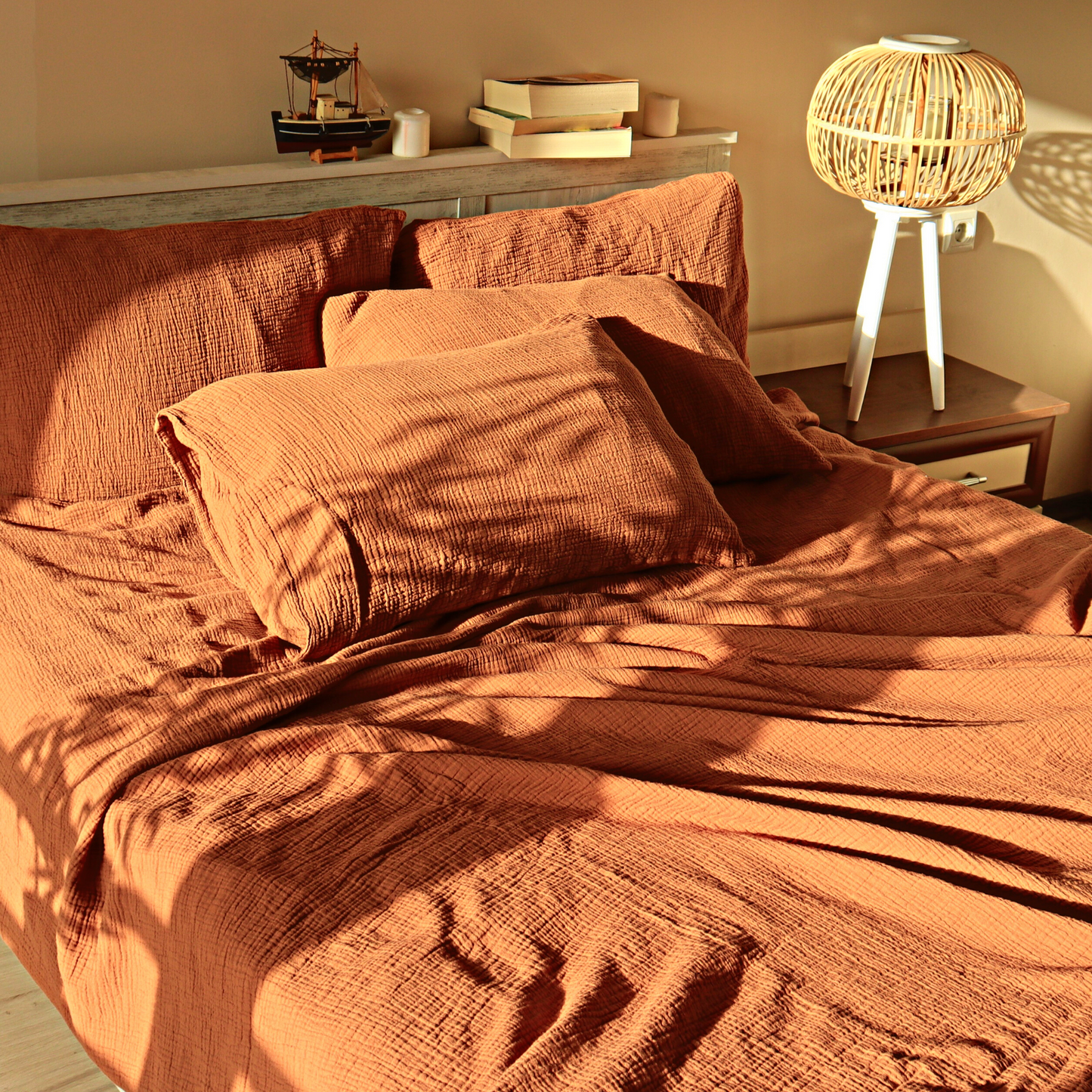 Muslin Duvet Cover Sets Rust - 1