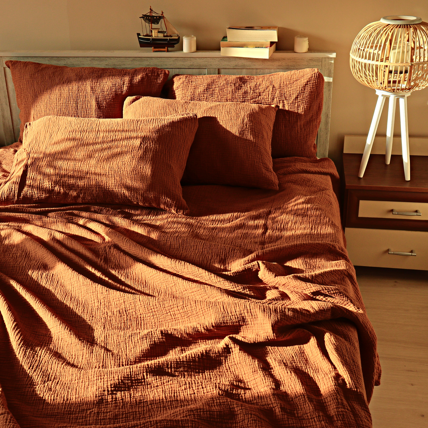 Muslin Duvet Cover Sets Rust - 4