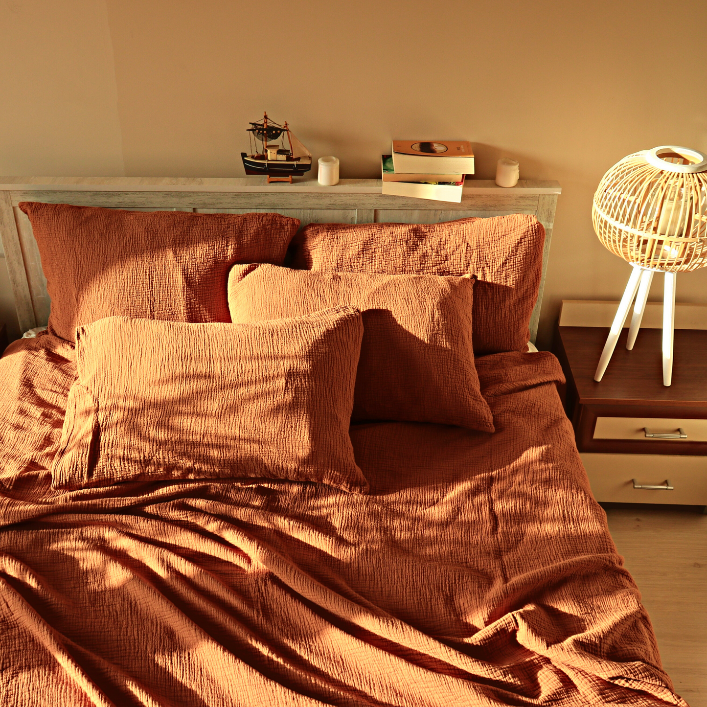 Muslin Duvet Cover Sets Rust - 6