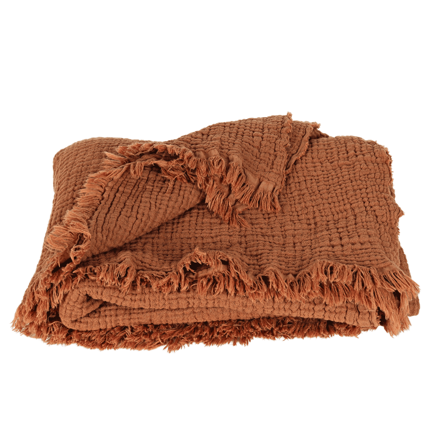 Rust Muslin Throw Blankets