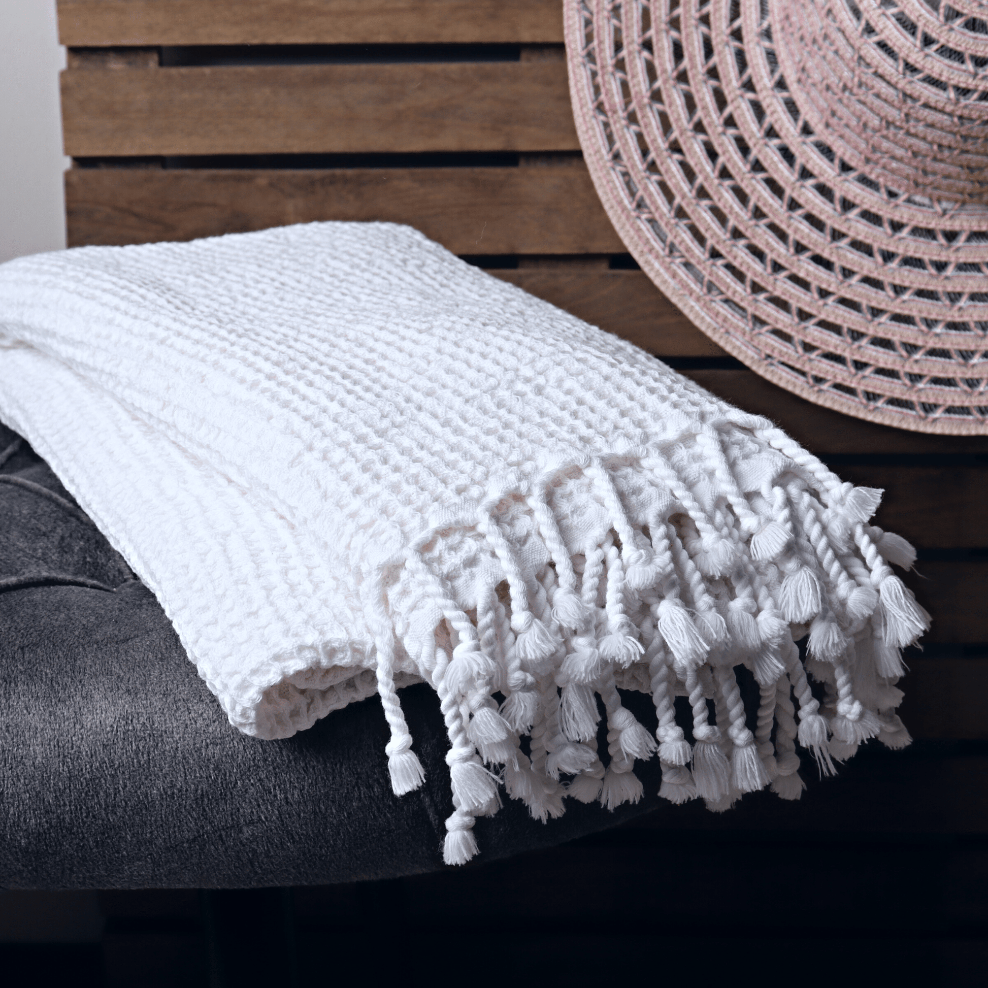White Turkish Waffle Towels for bath, beach