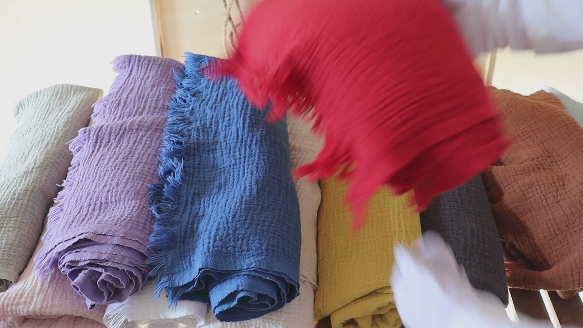 Red Muslin Towel for Adults