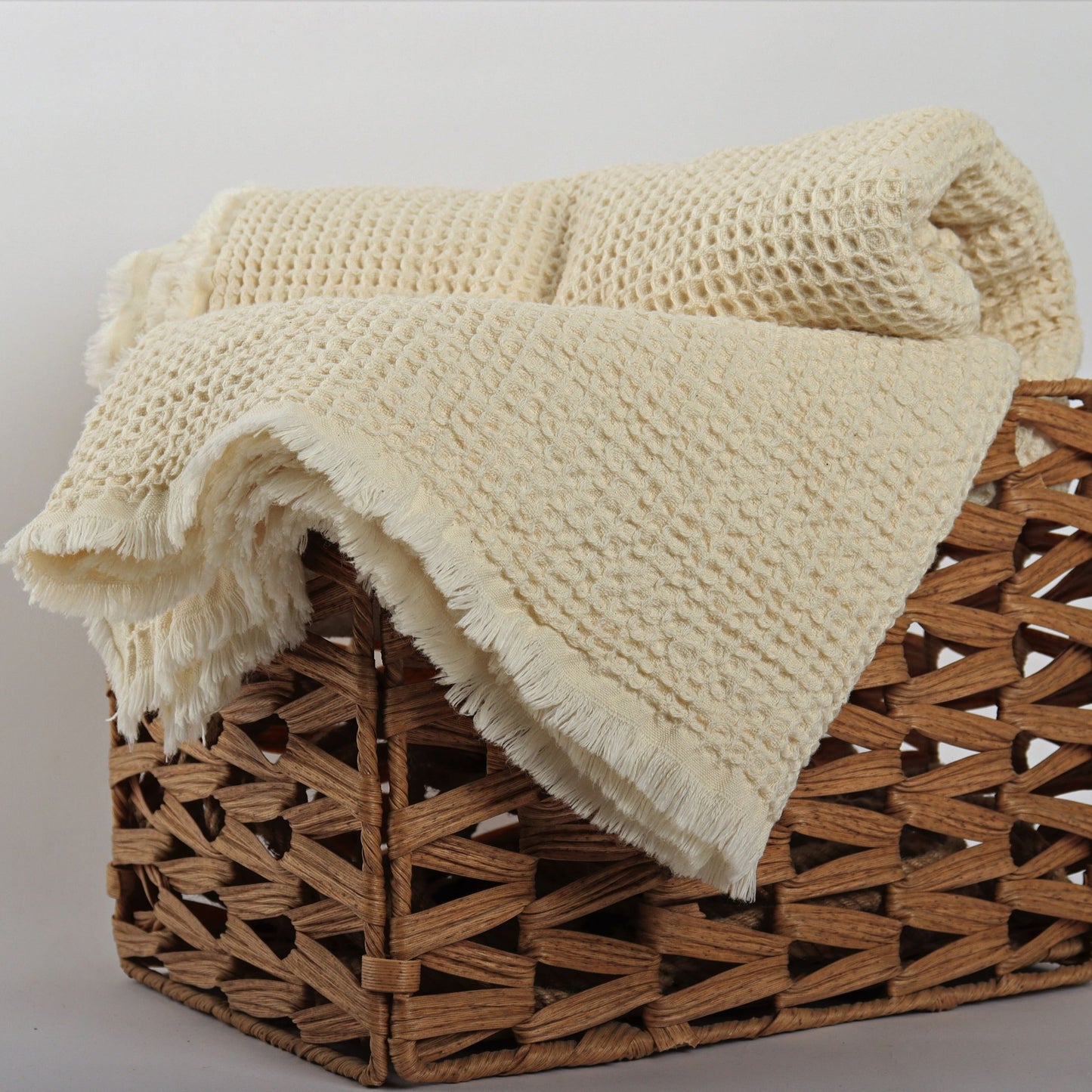 Natural Waffle Throw Blankets