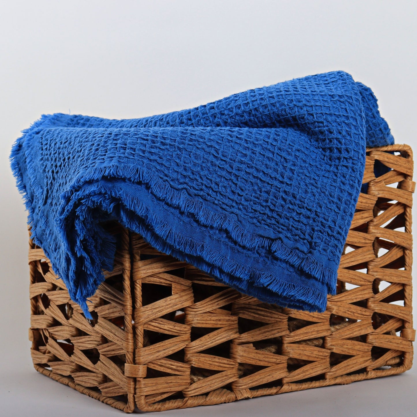 Royal Blue Waffle Throw Blankets