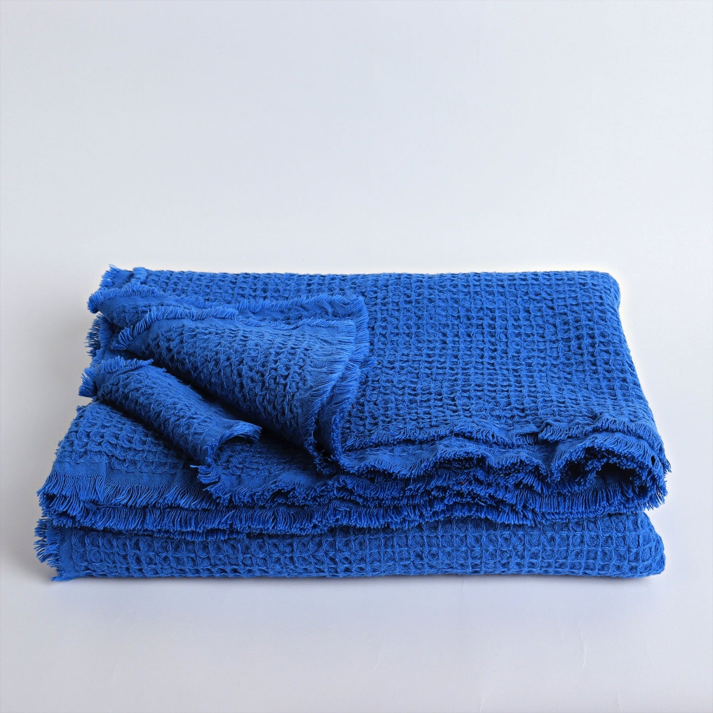Royal Blue Waffle Throw Blankets