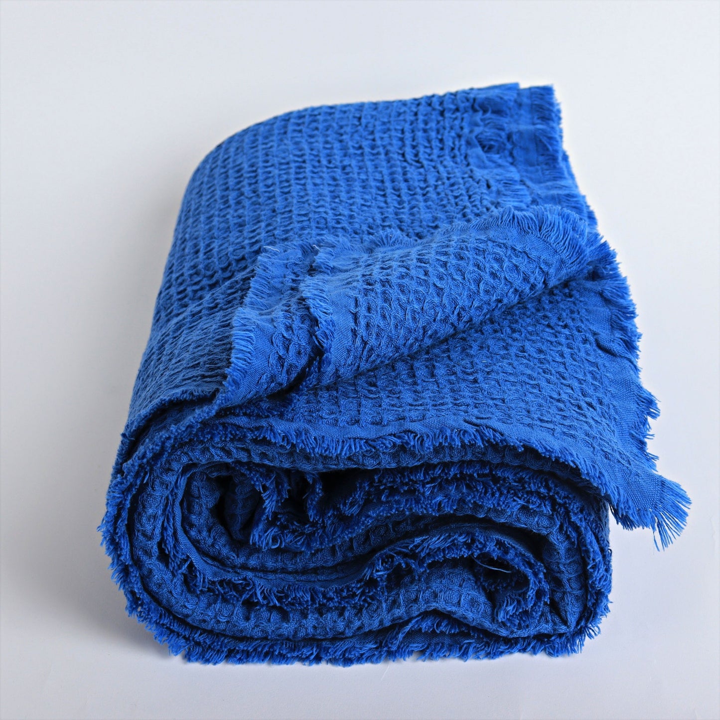 Royal Blue Waffle Throw Blankets