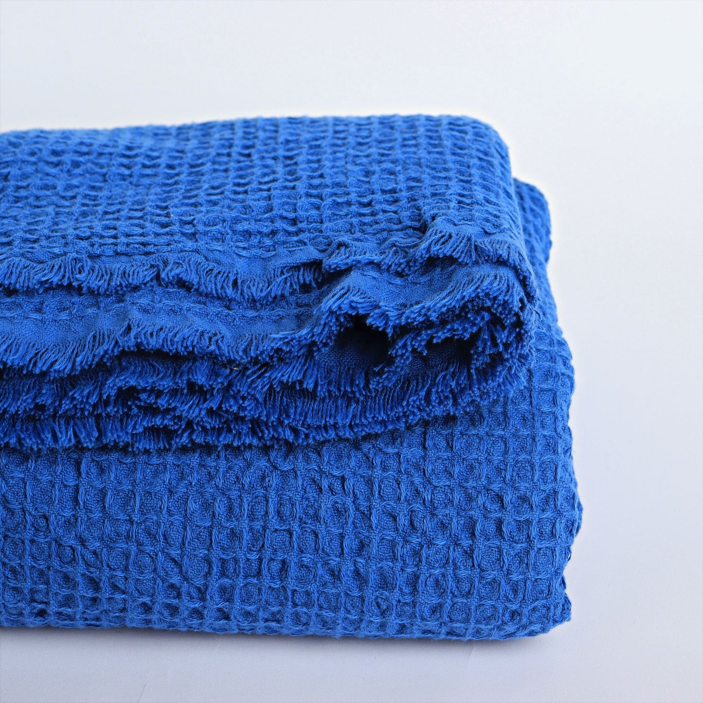 Royal Blue Waffle Throw Blankets