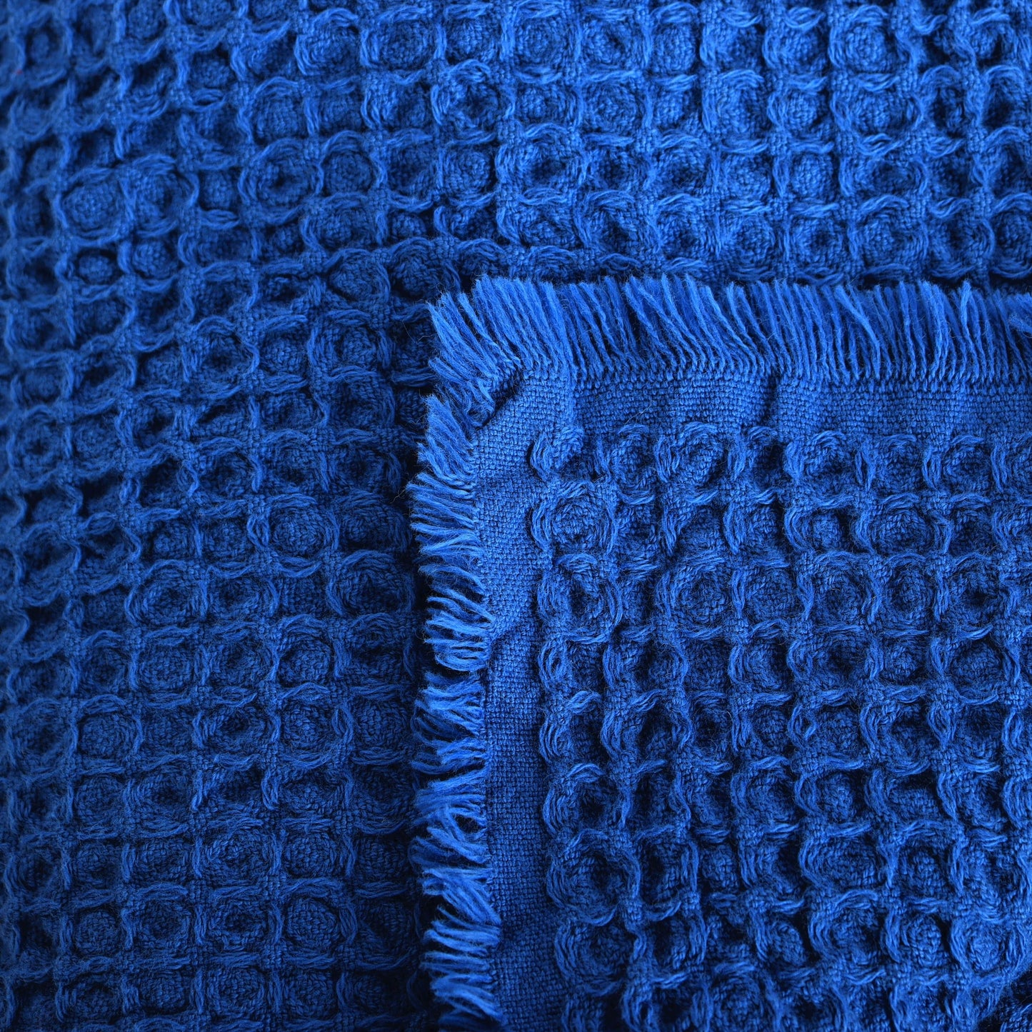 Royal Blue Waffle Throw Blankets