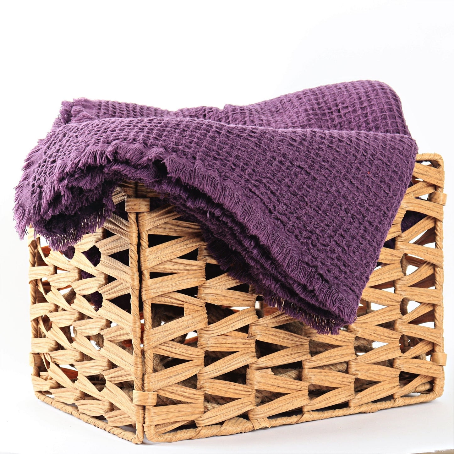 Purple Waffle Throw Blankets