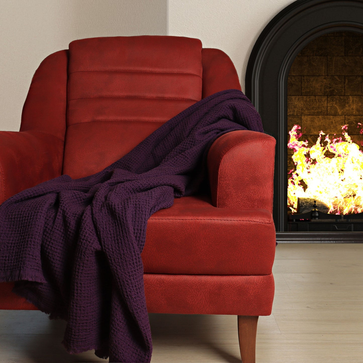 Purple Waffle Throw Blankets