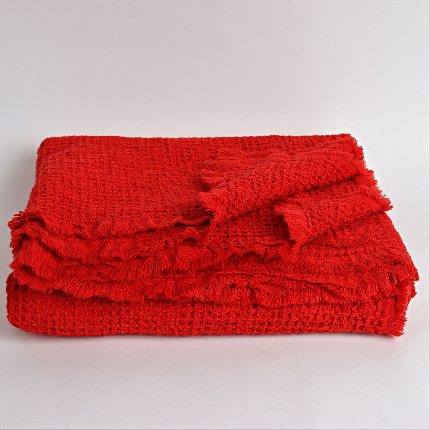 Red Waffle Throw Blankets