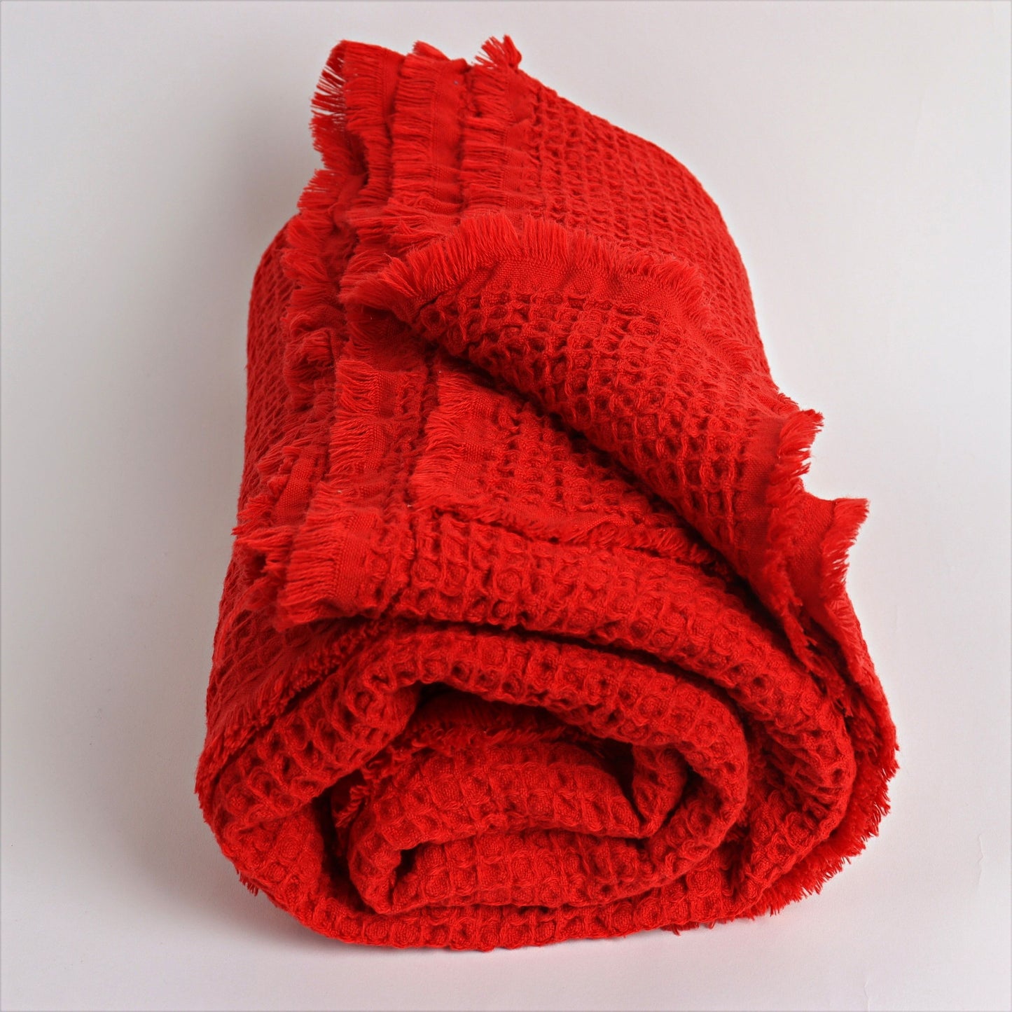 Red Waffle Throw Blankets