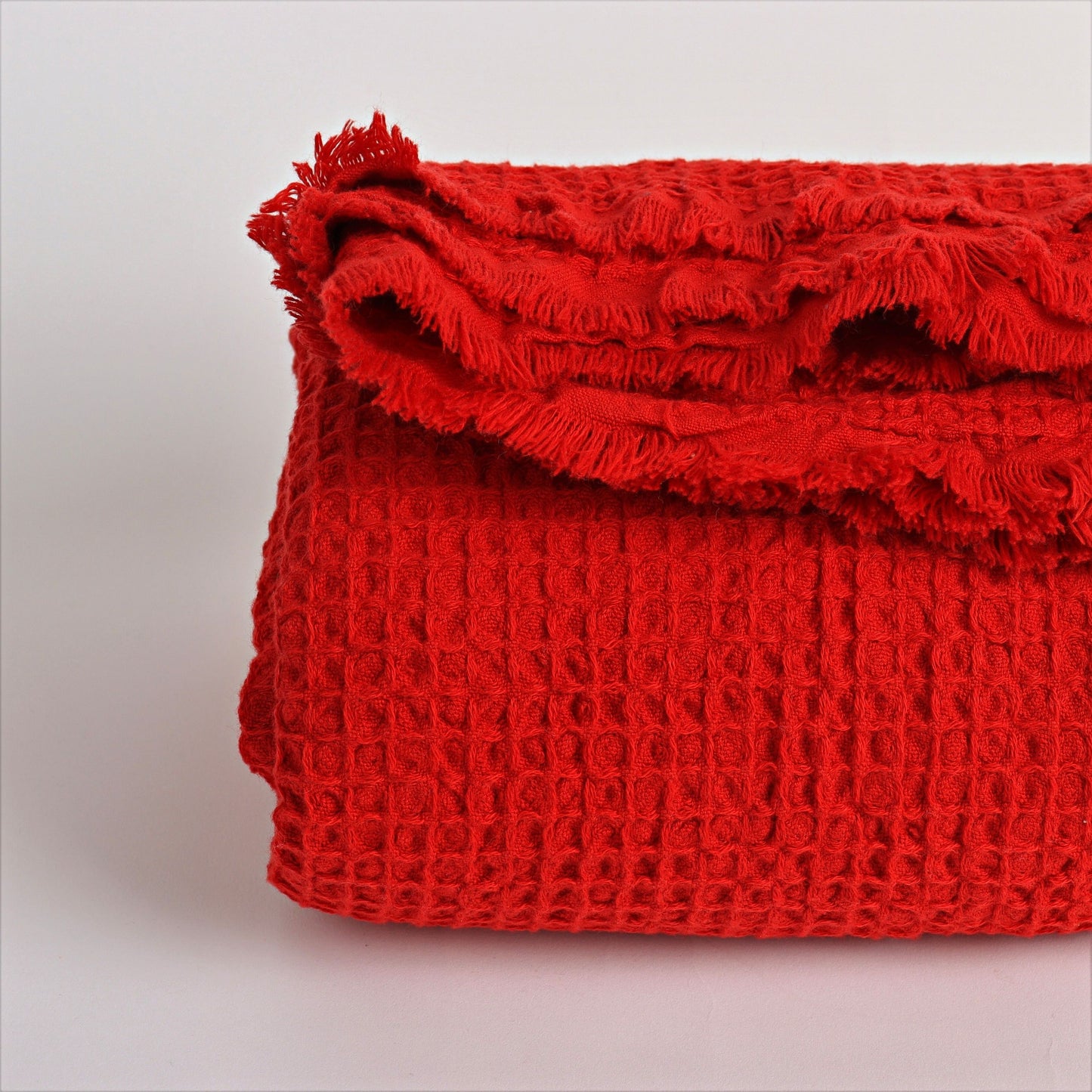 Red Waffle Throw Blankets