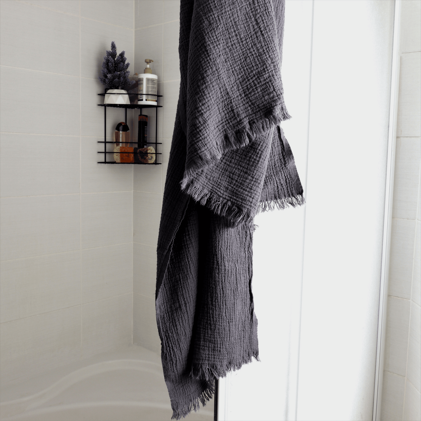 Anthracite Muslin Towel for Adults