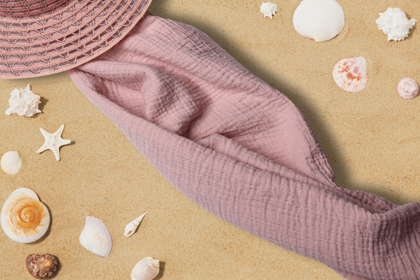Light Pink Muslin Towel for Adults