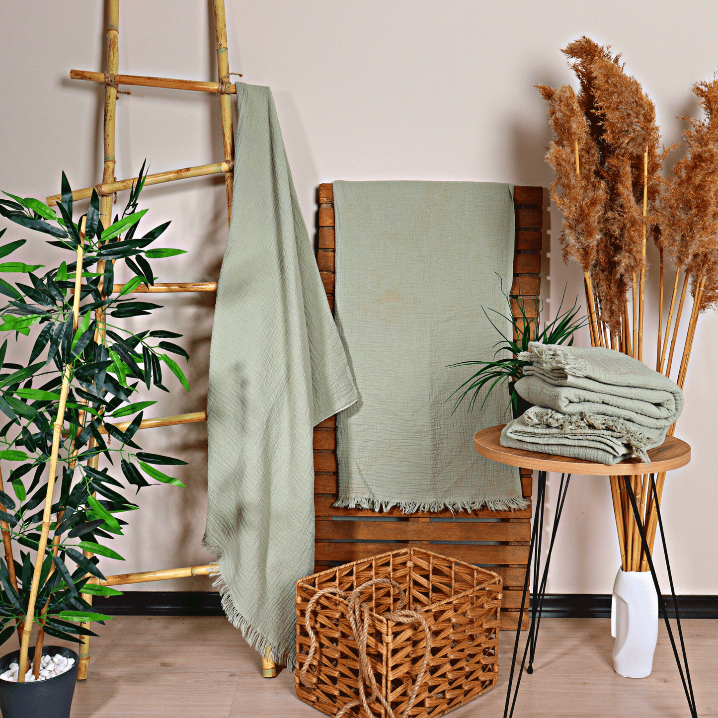 Ice Green Muslin Towel for Adults
