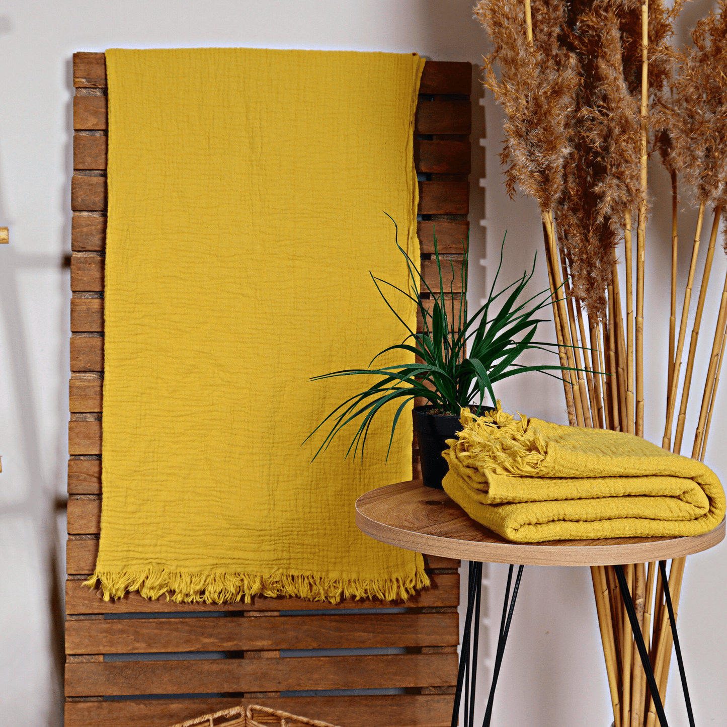 Mustard Yellow Muslin Towel for Adults
