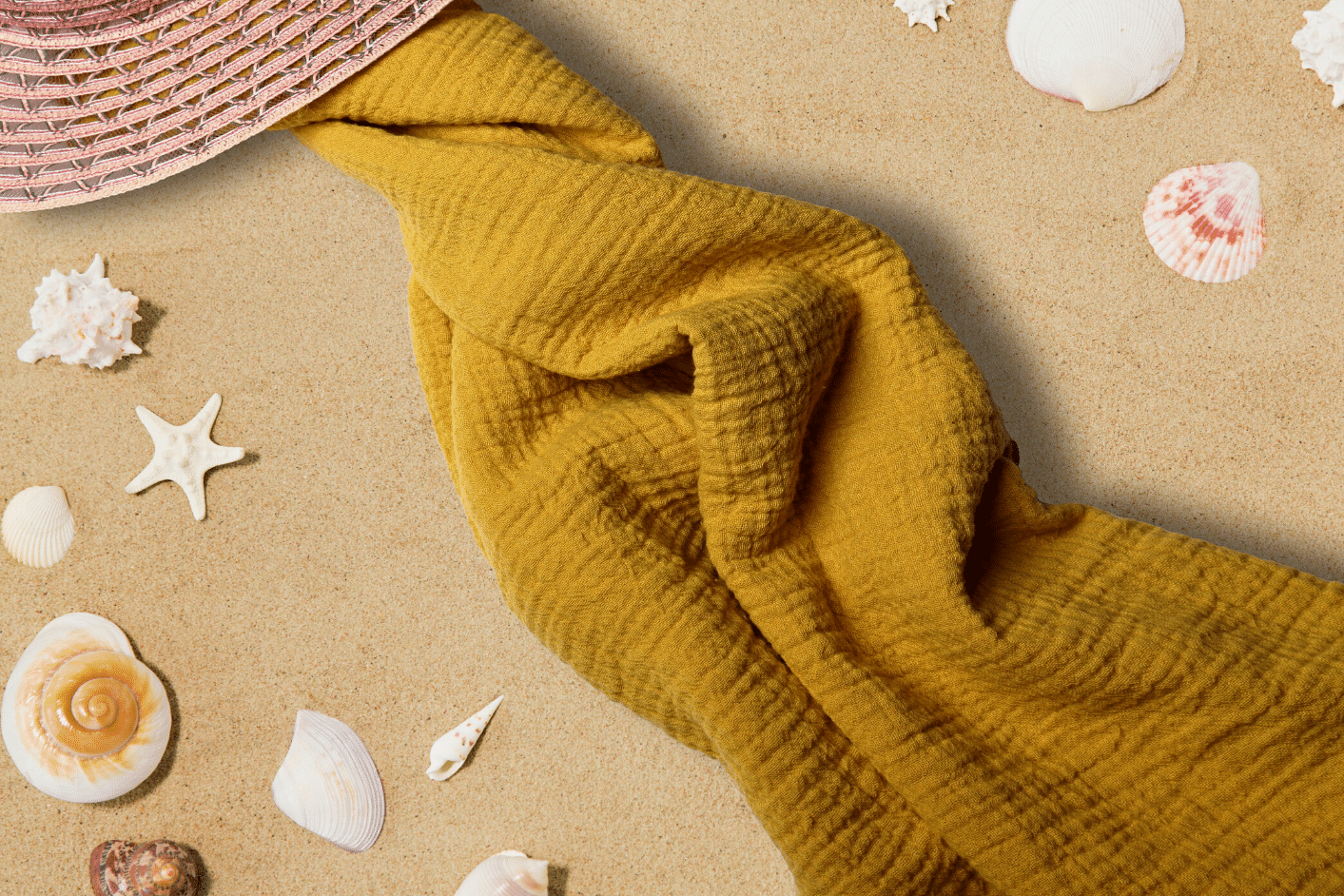 Mustard Yellow Muslin Towel for Adults