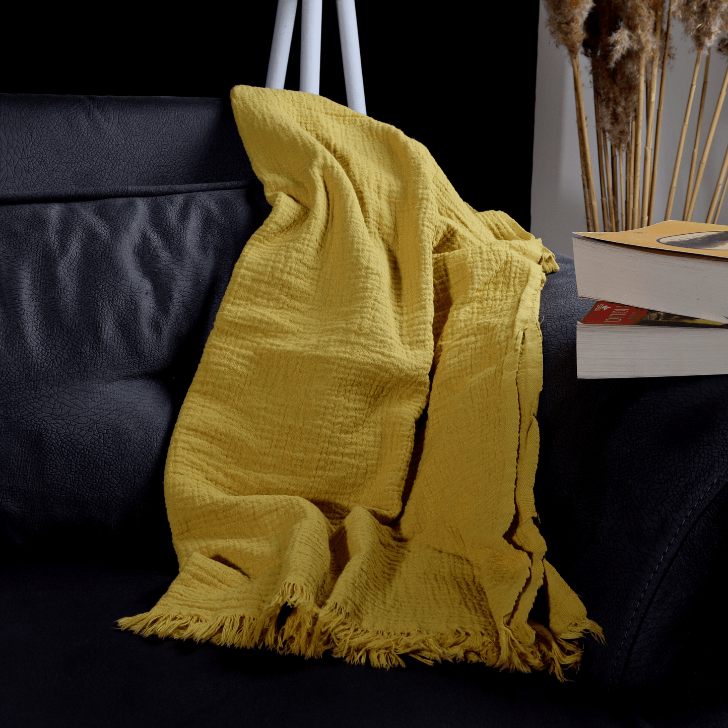 Mustard Yellow Muslin Towel for Adults
