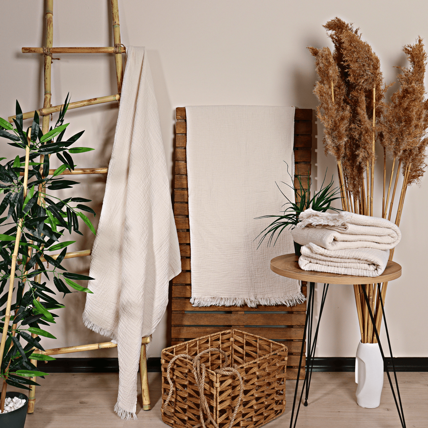 Natural Cream Muslin Towel for Adults