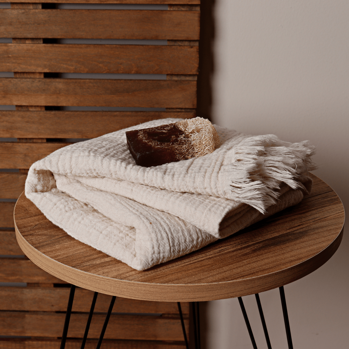 Natural Cream Muslin Towel for Adults
