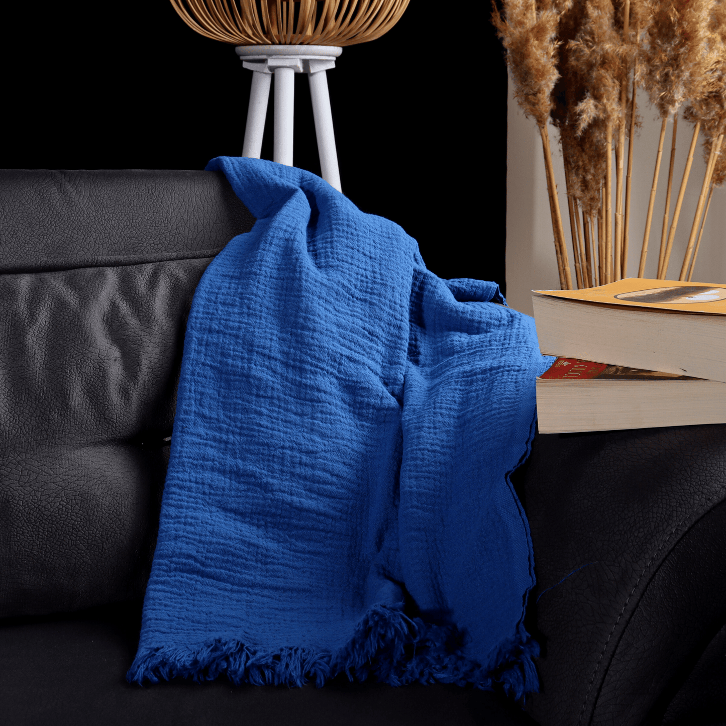 Navy Blue Muslin Towel for Adults