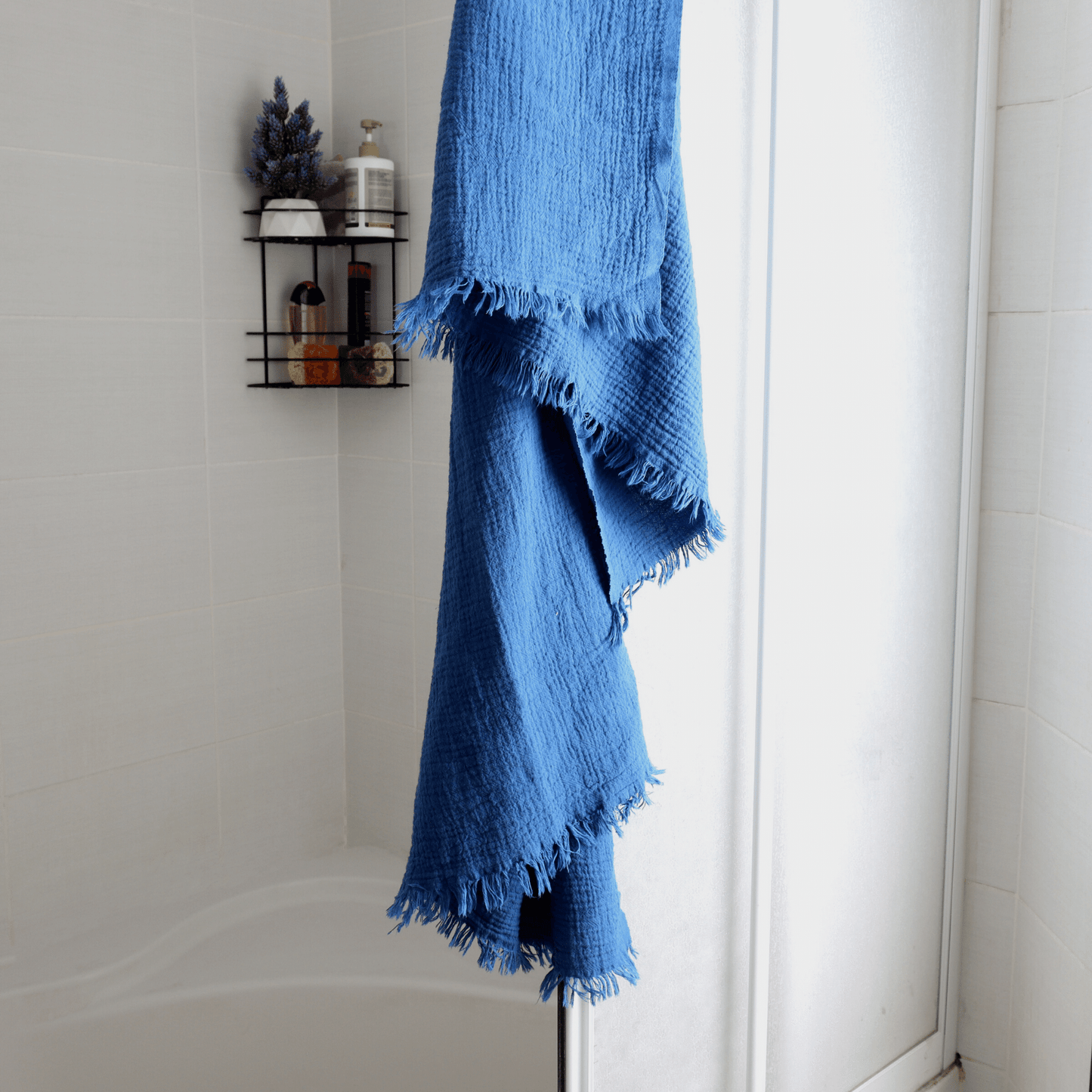 Navy Blue Muslin Towel for Adults