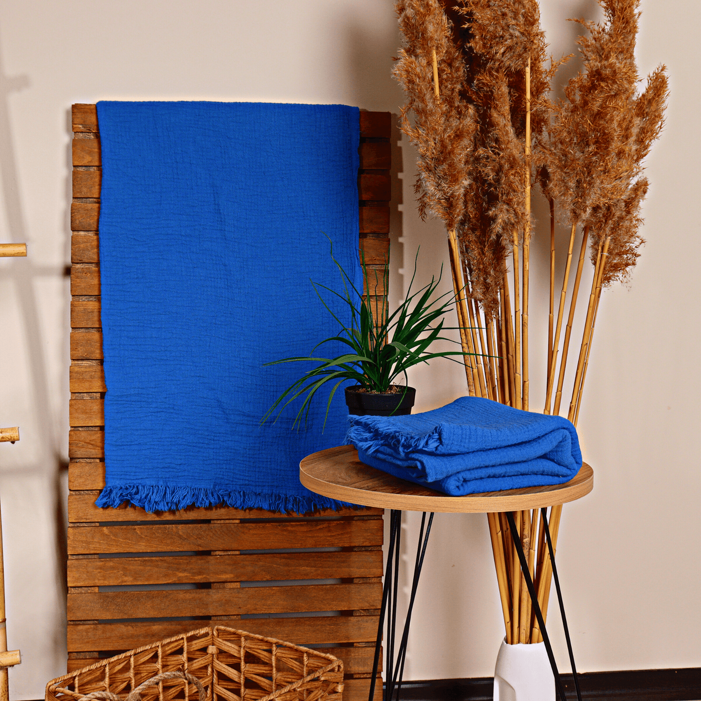 Navy Blue Muslin Towel for Adults