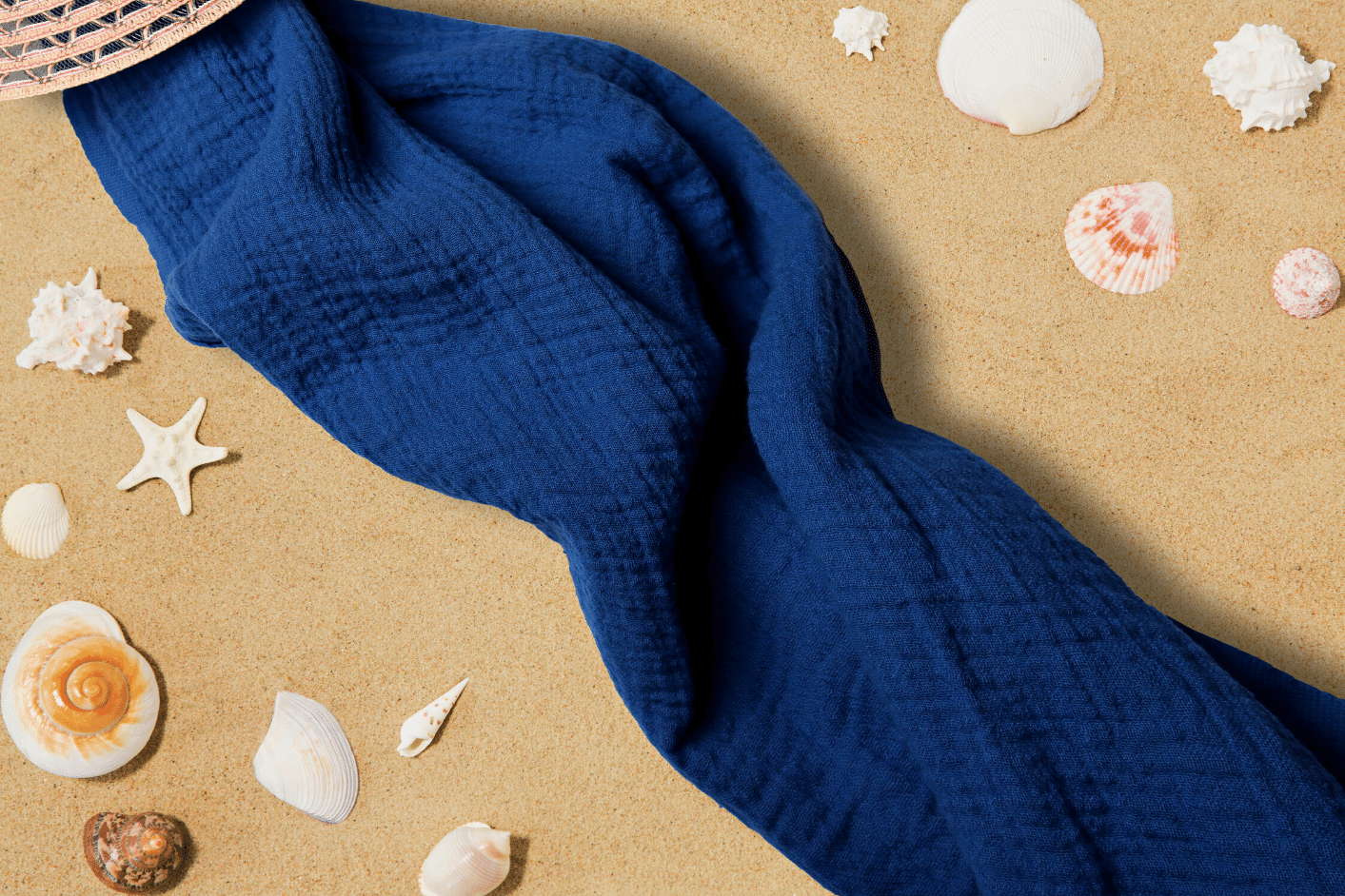Navy Blue Muslin Towel for Adults