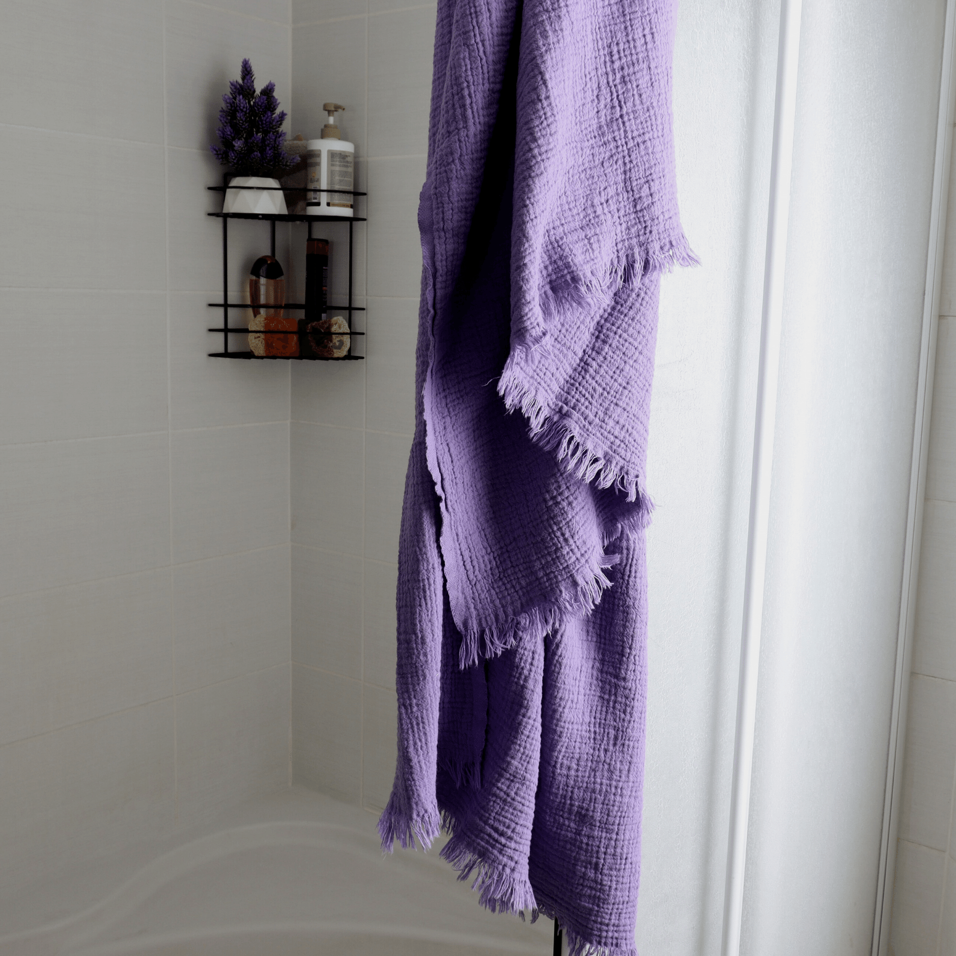 Purple Muslin Towel for Adults