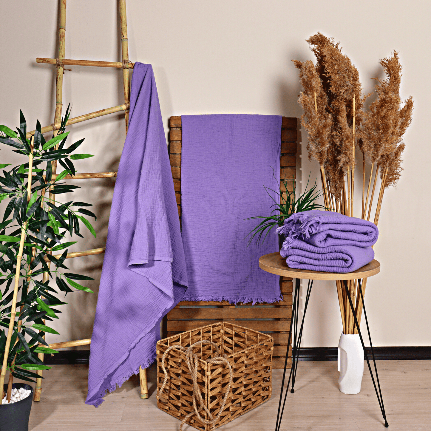 Purple Muslin Towel for Adults