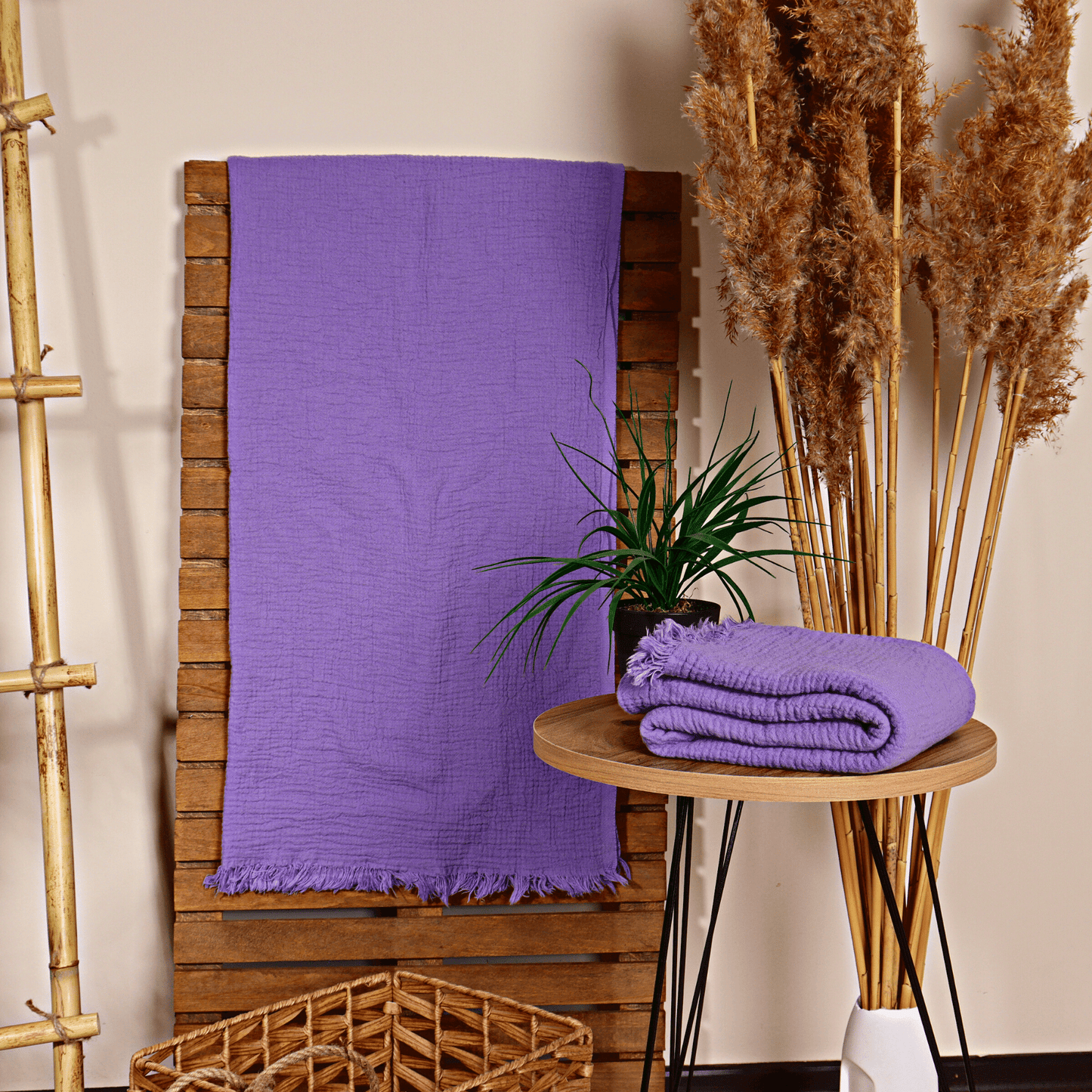 Purple Muslin Towel for Adults